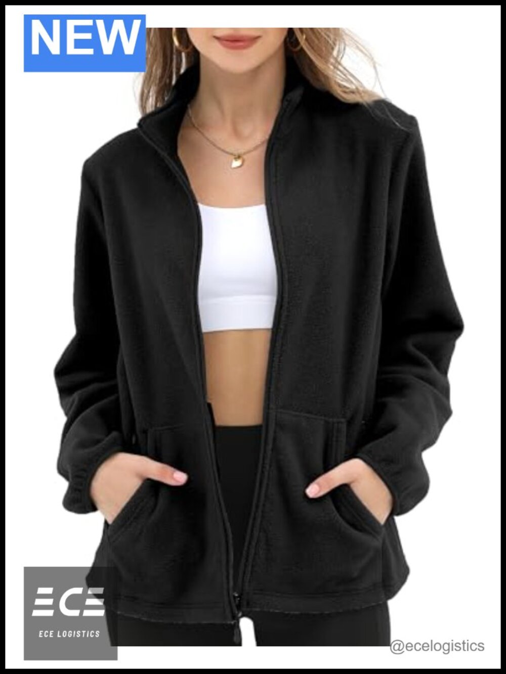 Women's Fleece Jacket Full Zip 6 Pockets Lightweight Casual Outdoor